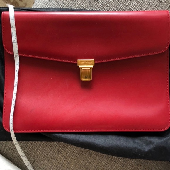 YSL Saint Laurent Red Calf Leather Envelope Clutch - Picture 5 of 6